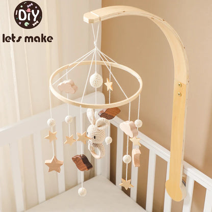 Wooden Crib Music | Rattle Toy & Hanger Set