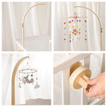 Wooden Crib Music | Rattle Toy & Hanger Set