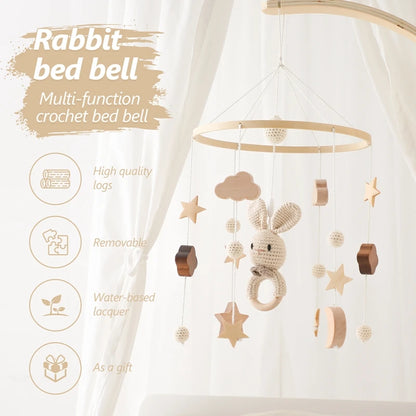 Wooden Crib Music | Rattle Toy & Hanger Set