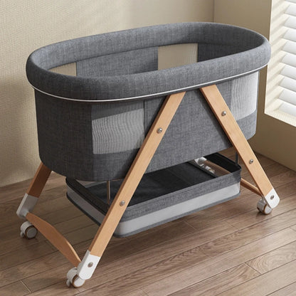 Foldable Wooden Baby Bassinet | Adjustable Mobile Crib & Shaker